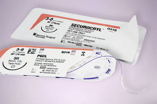 Racetrack package of Securos suture